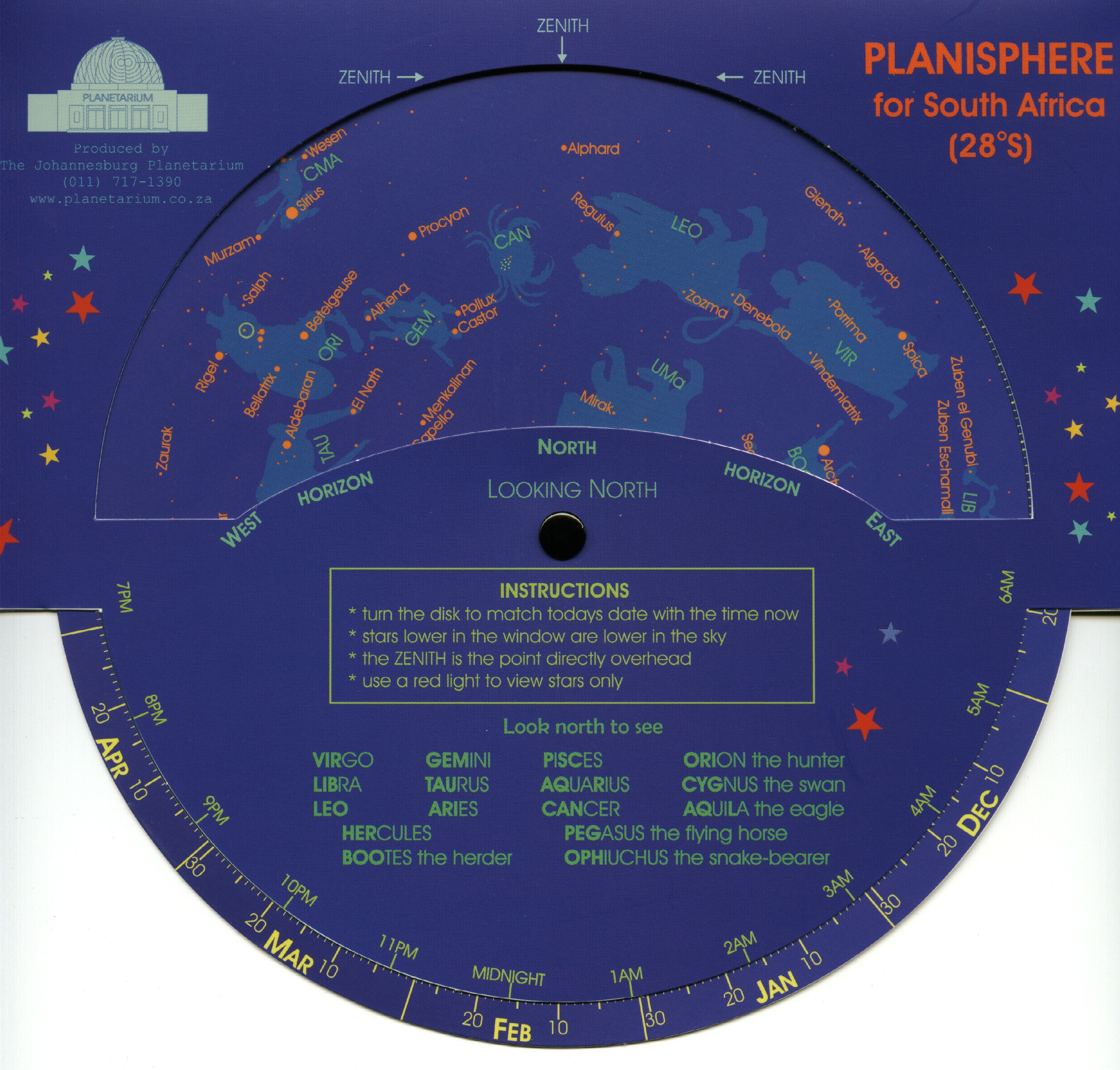 Planisphere - South Africa (28S) - Click Image to Close